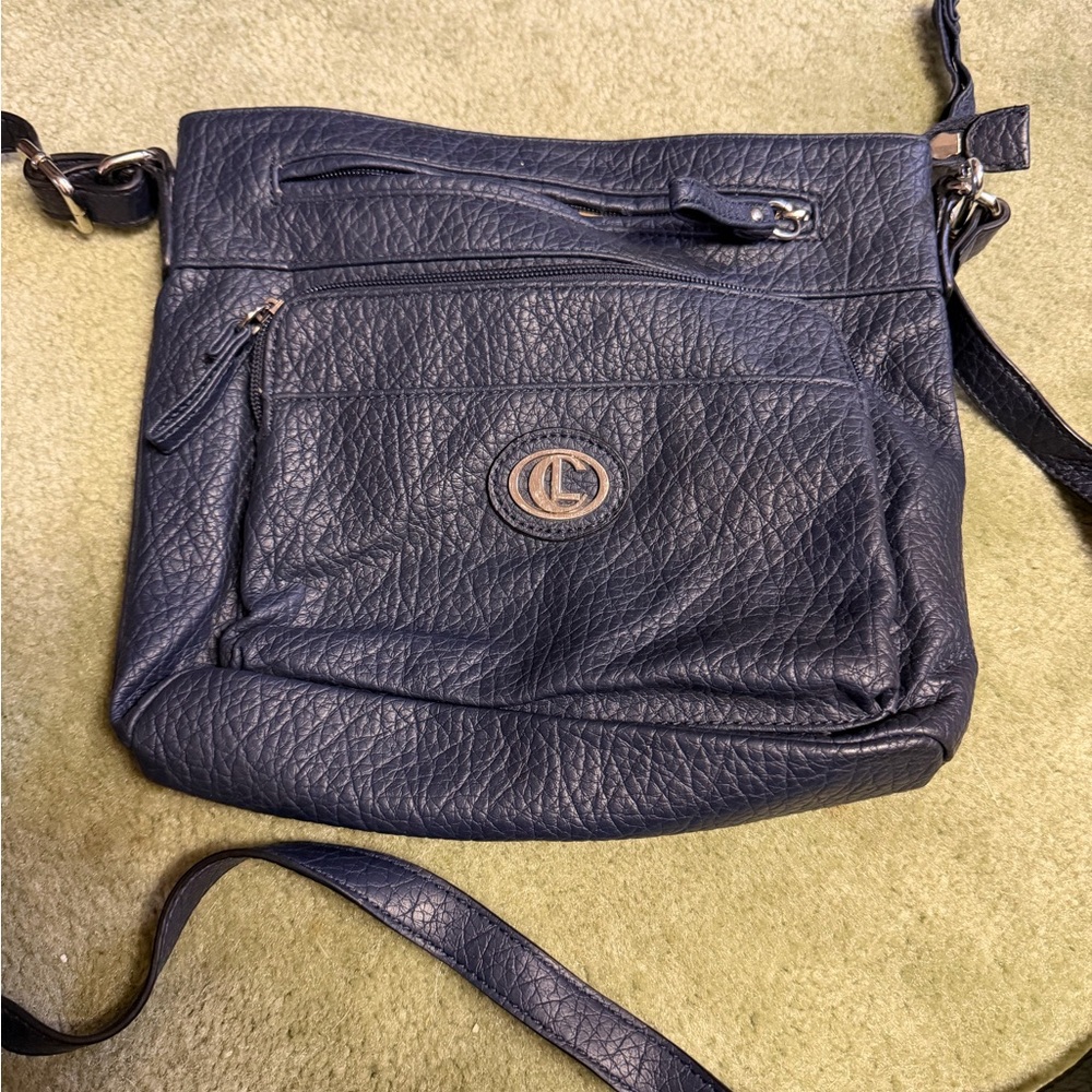 Chic Navy Leather Crossbody Bag